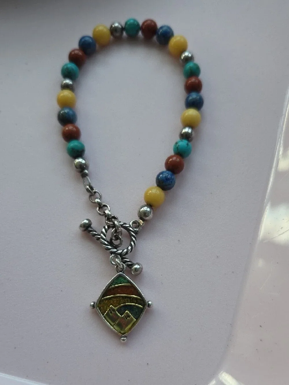 Carolyn Pollack Sterling Silver Mountain Pendant Bracelet With Colored Stones - Picture 2 of 5